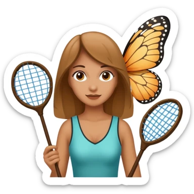 woman holding butterfly net sticker