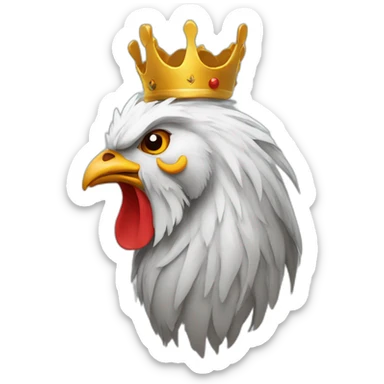 howling rooster with a crown on its head sticker