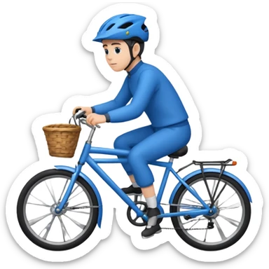 I need a person with blue garmit on a bike  sticker