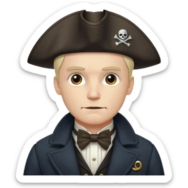 Pirate captain with bow tie under coat sticker
