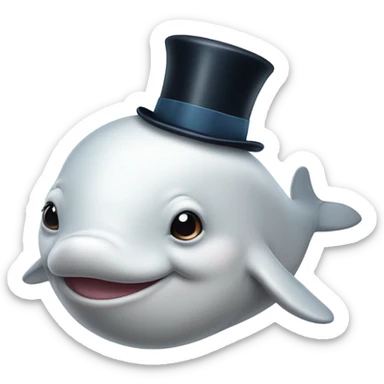 Beluga whale with top hat sticker