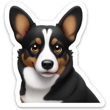 Black corgi disapproving sticker