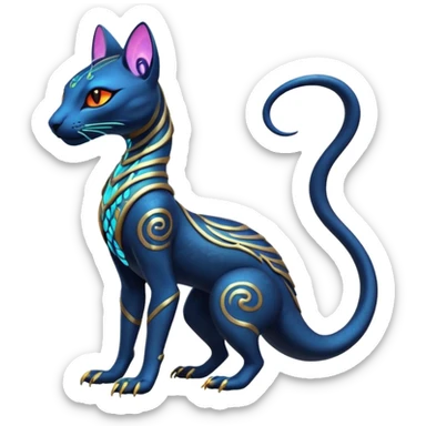 Futuristic Ethereal Beautiful Salandit-Bastet-Fakémon-hybrid-creature (full body)  sticker