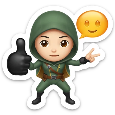 rogue character tapping invisible chat bubble sticker