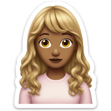 girl with long semi wavy hair and curtain bangs  sticker