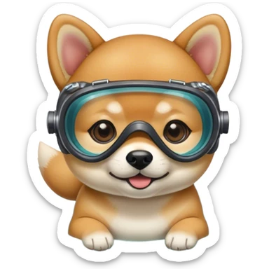 The baby shiba dog wear diving glass sticker