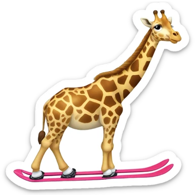 Giraffe skiing downhill sticker