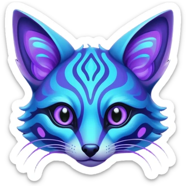 Exotic nebulae dark blue purple futuristic bioluminescent translucent transparent lush warm-colored neon-glowing iridescent Fakémon-Fionbri-Vernid-Genet-creature sticker