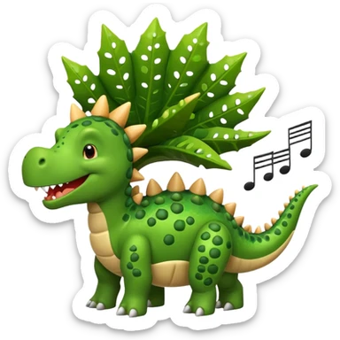cartoon stegosaurus with music notes funny sticker