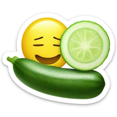 yellow face emoji, with a hydrating facial mask on top, and on the eyes there are slices of cucumber. it is smiling  sticker