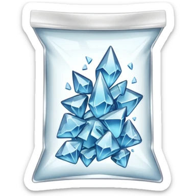 A transparent baggie containing clear glass pieces crushed into shards and chunks sticker