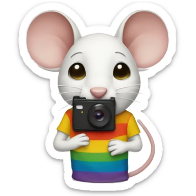 mouse using a polaroid camera  sticker