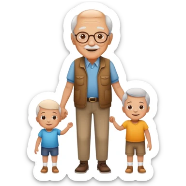grandpa holding hands with a small child, cheerful and caring sticker