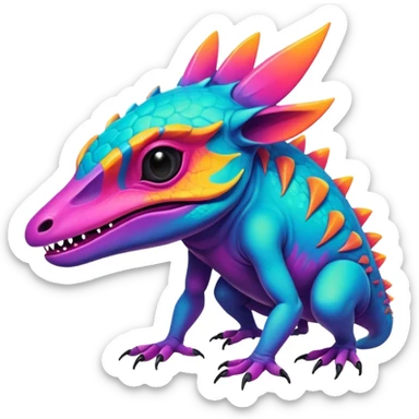 Dark vibrant pastel bright neon colorful edgy exotic painted Fakémon-Pokémon-Vernid-creature sticker