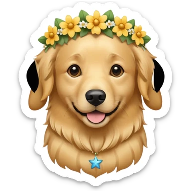 собака з квітами та зірками sticker