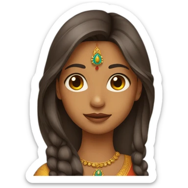 Indian-girl-with-long-hair-and-long-face-wearing-earings sticker
