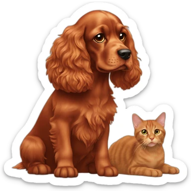 red cocker-spaniel with cat sticker