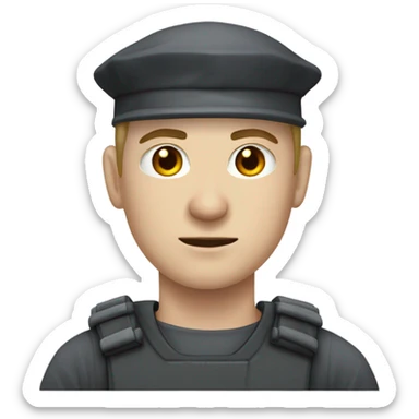 an white skin prisoner in an dark gray uniform. very realistic and detailed sticker