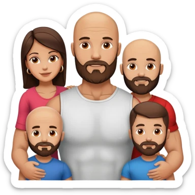 Muscular Bald man with a beard in love with his hot brunette wife and 3 sons sticker