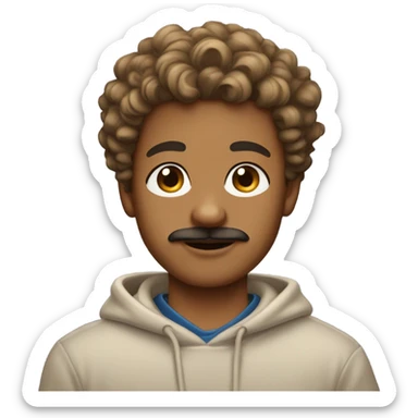Mysterious Light Brown-skinned boy with beautiful wavy hair and a moustache and with earrings wearing sweat-shirt sticker