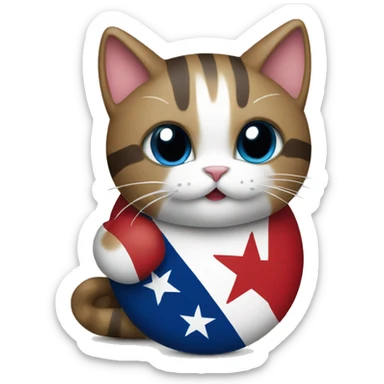 cat hugging texas flag sticker
