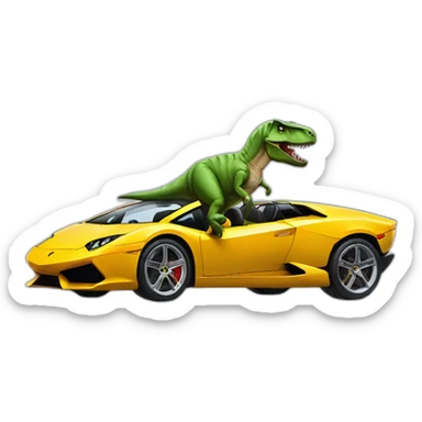 a T-Rex driving a lamborghini sticker