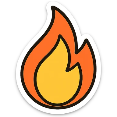 calories icon, abstract fire or heat symbol, bold lines, suitable for app icon sticker