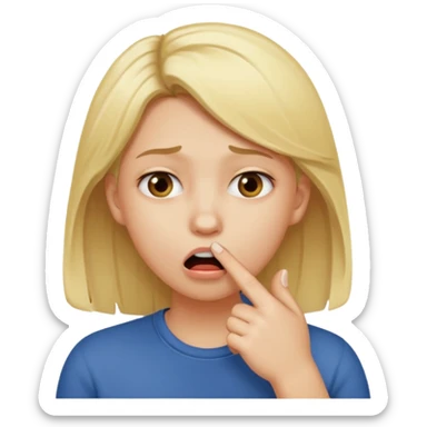 Una carita que se muerde el dedo sticker