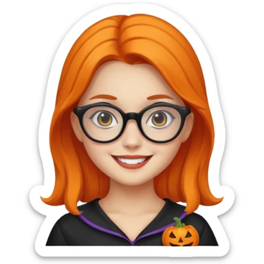girl with hallowen costumes with glasses sticker