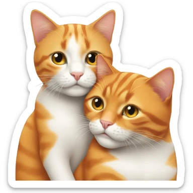 two orange cats cuddling one with no white sticker
