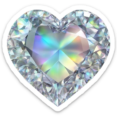 Heart shaped 56-carat iridescent diamond cluster sticker