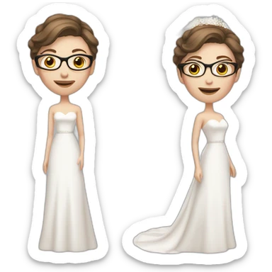Pale skin bride with short brown hair and glasses sticker