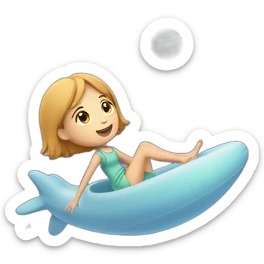 A girl floating with her gutir in outerr space sticker