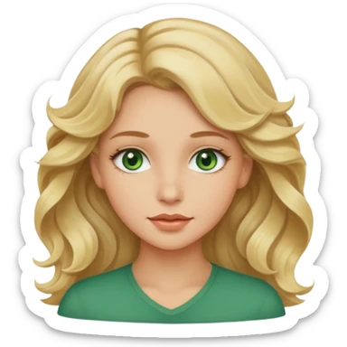 Pretty girl with wavy blonde hair, beige skin, and green eyes. sticker
