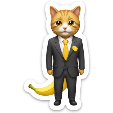 Gato, con traje de banana sticker