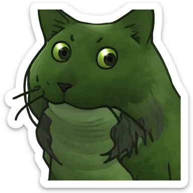 Gray long haired green eyed cat sticker