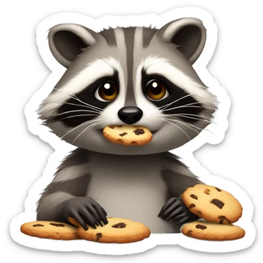 Realistic Raccoon eating a realistic cookie  sticker