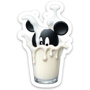 Mickey mouse dripping in milk sticker