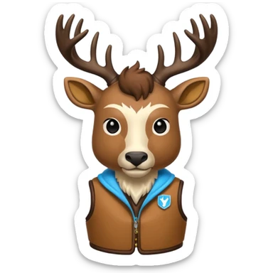 crea una mascota de equipo que sea un venado y lleve un chaleco con el nombre de telamon sticker