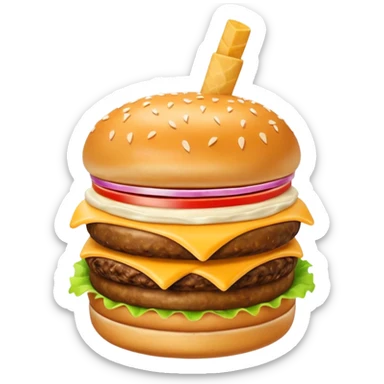 Crea una escena que contenga una hamburguesa, un frappé y papas fritas sticker