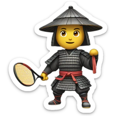 Samurai playing tennis in 1235 year sticker
