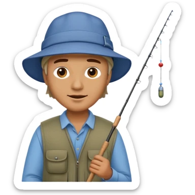 a man with a fishing rod sticker