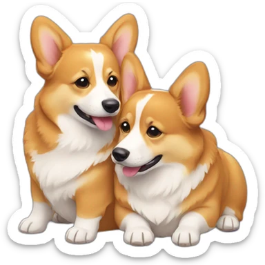 two corgis hugging sticker