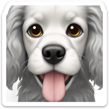 Small completely black king spaniel with black fur on his whole face and white fur on chest sticker