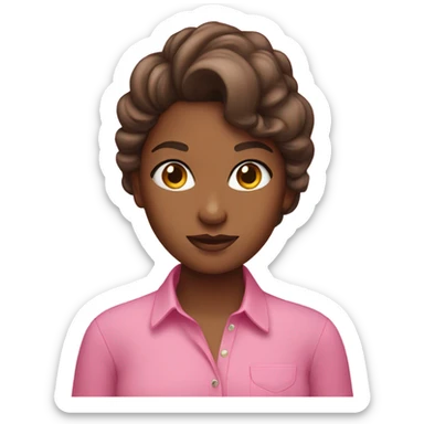 brown skin girl wit pink shirt and a hair bo sticker