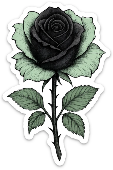 emo black rose with pastel green petals sticker