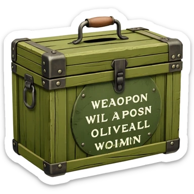 green military wooden box with with an inscription weapon sticker