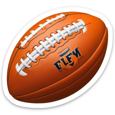 Cinematic Realistic image of an AFL ball captured mid-flight with dynamic motion blur and finely detailed rugged textures, set under dramatic stadium lighting that evokes high-energy athleticism sticker