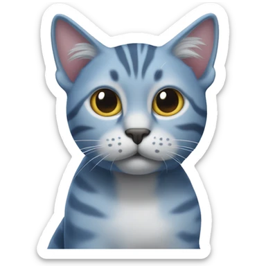blue tabby cat with one clipped ear on his left side sticker