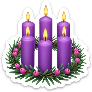advent wreath with 3 purple candles and one pink candle sticker